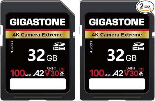 【5-Years Data Recovery】 GIGASTONE 32GB SD Card 2-Pack, 4K Camera Extreme by Gigastone