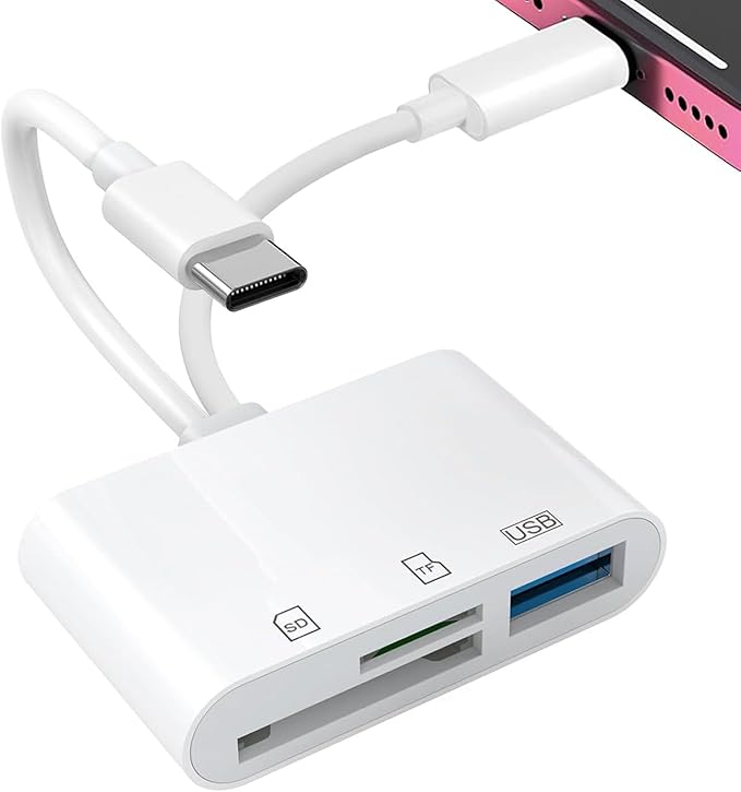 USB C SD Card Reader for iPhone, Lightning Dual Port SD Card Adapter, Memory by CULGC