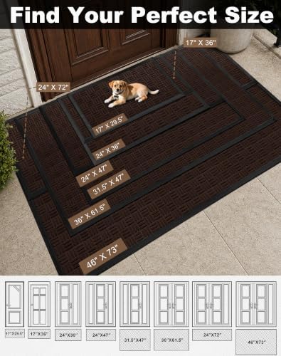 Mibao Front Door Mat Outdoor Entrance, Waterproof Dirt Trapper Doormat - Image 3