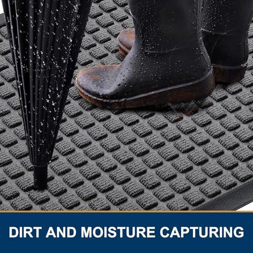 Smiry Front Door Mat Outside Entrance, Natural Rubber Doormat, 59x23 Inch - Image 2
