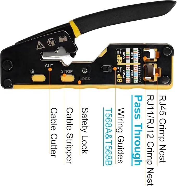 RJ45 Pass Through Crimp Tool Kit, 3-in-1 Ethernet Crimper - Image 7