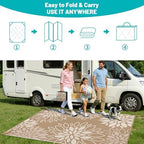 HEBE Waterproof Outdoor Rug 5'x8', Floral Reversible Plastic Patio Rug - Image 5