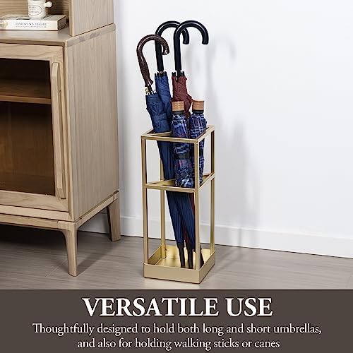 MyGift 20 Inch Brass Tone Metal Umbrella Stand - Image 3