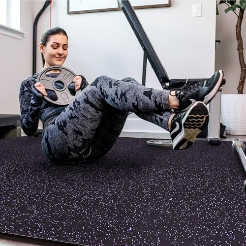 SUPERJARE 0.4'' Thick 24 Pcs 96 Sq Ft Rubber Top Exercise Equipment Mats - Image 3