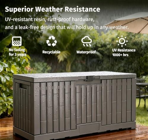 LAUSAINT HOME 120 Gallon Resin Deck Box, Package Delivery Box - Image 3