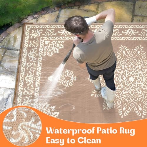 Yamaziot 5x8Ft Outdoor Rug Waterproof Plastic Straw Patio Rug - Image 4