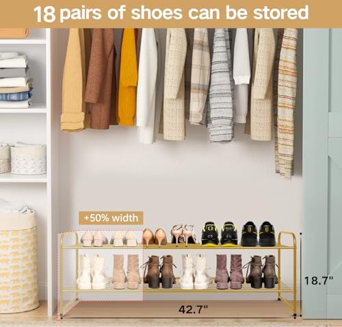 KEETDY 2-Tier Long Shoe Rack for Closet Metal Shoe Organizer for Entryway - Image 3