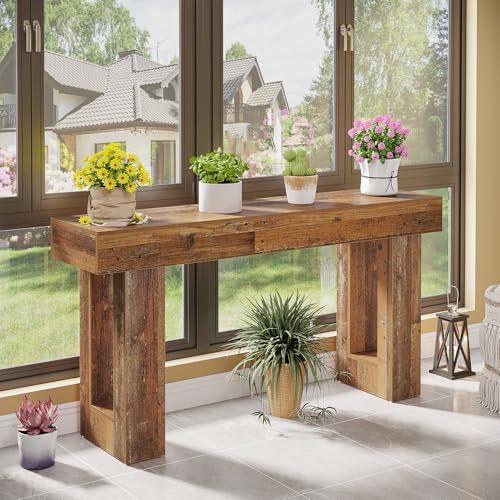 Tribesigns 63-Inch Long Console Table, Wooden Rectangular Sofa Table Behind The - Image 6