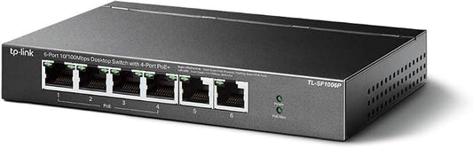 TP-Link 6 Port Fast Ethernet 10/100Mbps PoE Switch 4 PoE+ Ports @67W Plug & by TP-Link