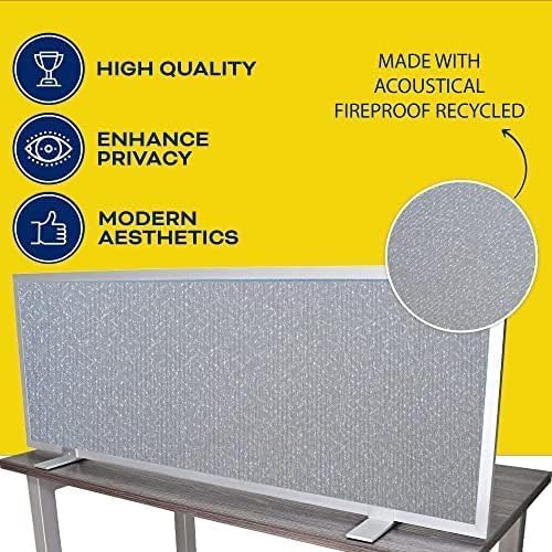 OBEX Acoustical Free Standing Privacy Screen, Cubicle Accessories Desk Privacy Panel, Desk Dividers for Office, Office Furniture Partitions Portable Sound Proof Dividers, 12" x 72", Overcast
