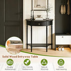 Half Moon Console Table Solid Wood Vintage Entryway Table - Image 4