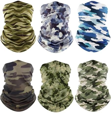 Fuinloth Neck Gaiter, 6 Pack Cooling UV Protection Bandana Face Mask Gator by fuinloth