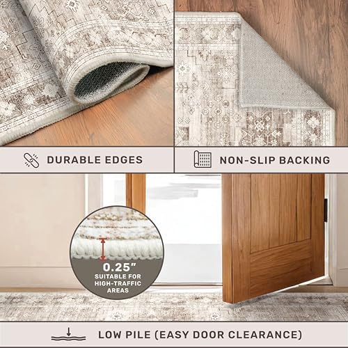 Beige Washable 2'6"x10' Extra Long Runner Rugs - Image 5