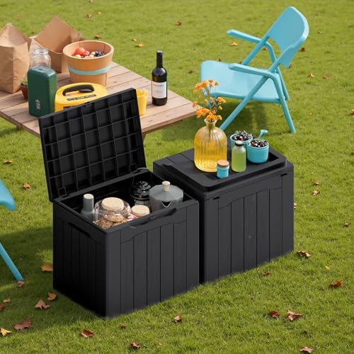Devoko 30 Gallon Resin Deck Box 2 Pack Outdoor Indoor Waterproof Storage Box - Image 4