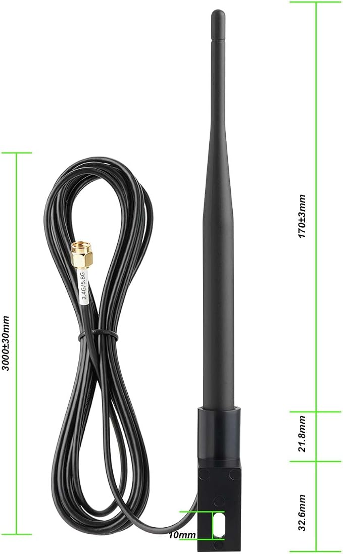 Eightwood Outdoor Dual Band WiFi Antenna 2.4GHz 5GHz 5.8GHz 5dBi RP-SMA Male - Image 4
