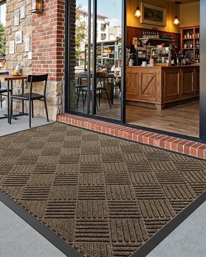 DEXI Front Door Mat Outside Entrance 48x72 Rubber Entry Doormat Brown - Image 2