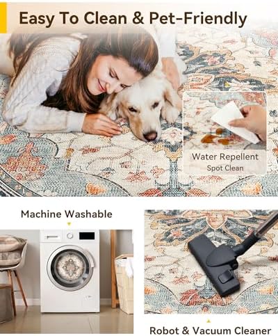 RELEANY Washable Area Rug, Round 4ft - Image 4
