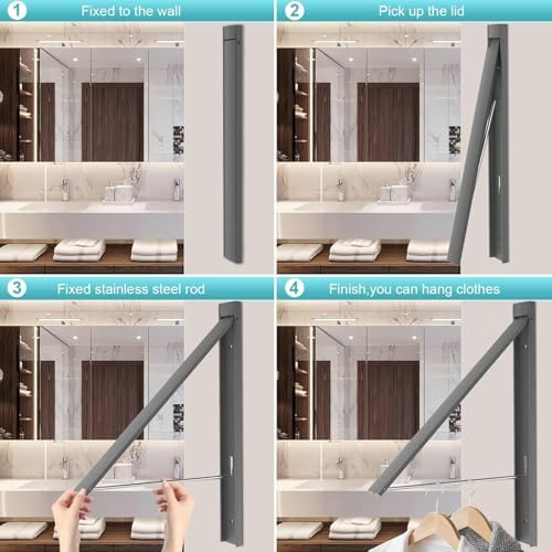 Foldable Wall Mount Drying Rack, Space Saving Gray - Image 5