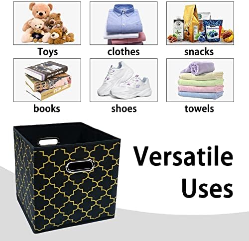 Black Foldable Storage Cubes Bins, Fabric Storage Box Cubes Organizer Baskets - Image 3