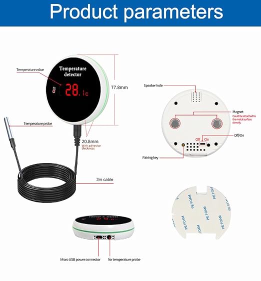 WiFi Refrigerator Thermometer: Digital Fridge Thermometer, LCD Display - Image 8