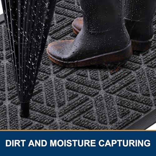 Smiry Front Door Mat Outside Entrance, Low Profile Rubber Doormat - Image 2
