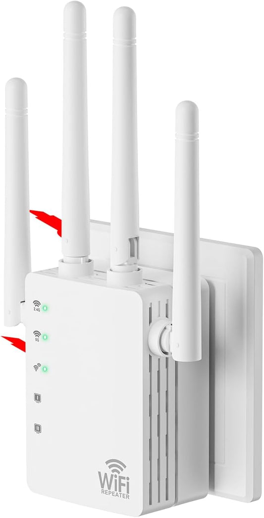 WiFi Signal Booster with 4 Directional Antennas – 1200Mbps Dual Band, WiFi by BREGINELLC