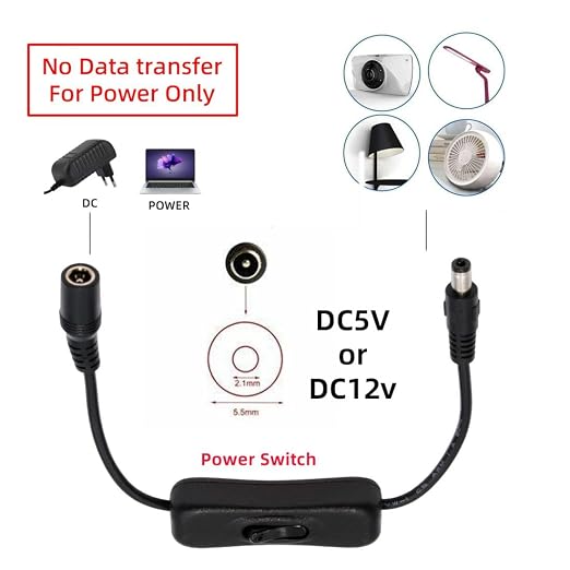 ChenYang DC Power Switch Extension Cable DC 5.5x2.1mm Male to Female - Image 6