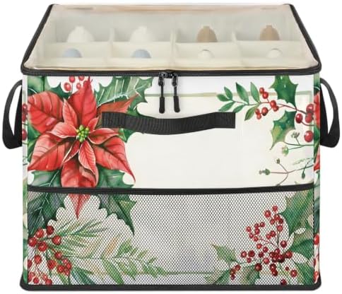 Christmas Poinsettia Flower Fabric Shoe Organizer - Image 2