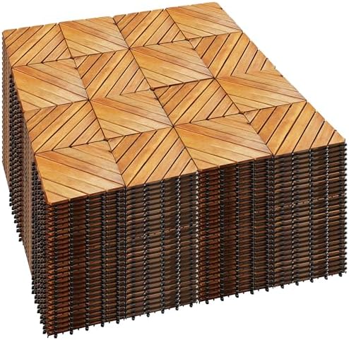 PrimeZone 432 PCS Solid Acacia Wood Interlocking Patio Deck Tiles Outdoor by PrimeZone