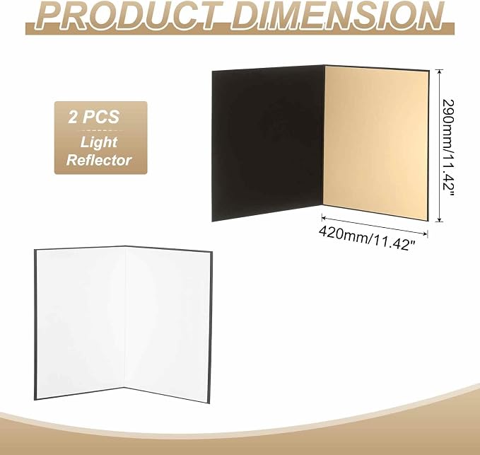 2Pcs 17"x11" Light Reflector 3 in 1 Photography Reflector Cardboards, Foldable - Image 2