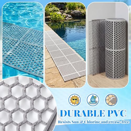 Tinideya 1 Roll Drainage Pool Floor Mat, Non Slip PVC Swimming Pool Mat - Image 3