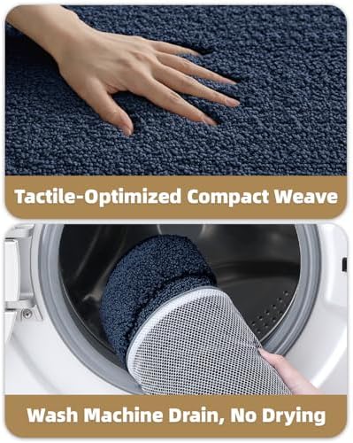 Color&Geometry Oval Blue Bathroom Rugs 36x24, Extra Soft Absorbent Microfiber - Image 7
