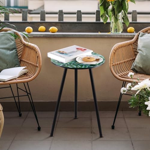 2-Pack Small Mosaic Metal Side Tables Outdoor Patio Round Accent Table Modern - Image 2