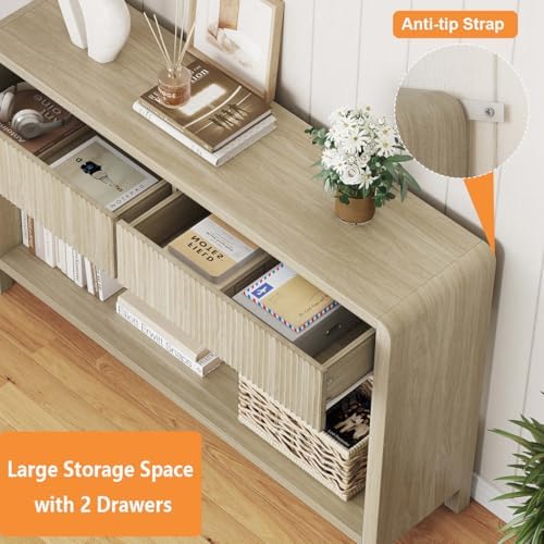 FATORRI Console Table for Entryway Storage, 47.2 Inch Light Walnut - Image 4