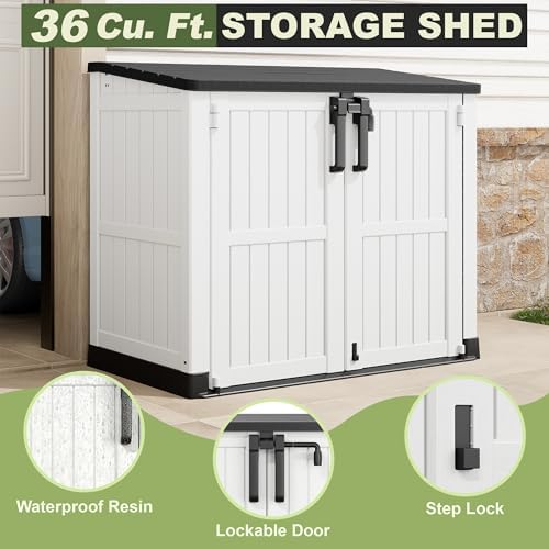 36 Cu Ft Resin Outdoor Storage Shed, Weatherproof Horizontal Outdoor Storage - Image 5