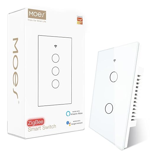 MOES Zigbee Smart Switch 2 Gang, Require MOES Zigbee Hub and Neutral Wire by MOES