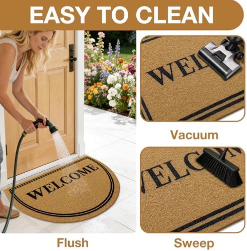 OLANLY Half Circle Door Mat 30x17, Low Profile Doormat - Image 6
