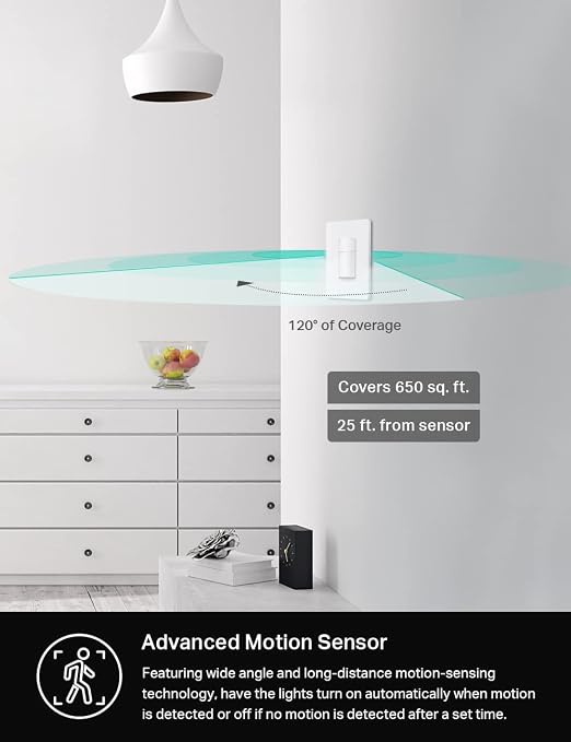 Kasa Smart Motion Sensor Switch, Single Pole, Needs Neutral Wire, 2.4GHz Wi-Fi - Image 6