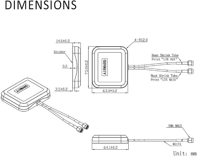 Superbat 4G LTE Antenna MIMO Magnetic Mount Omni-Directional Dual SMA Male - Image 5