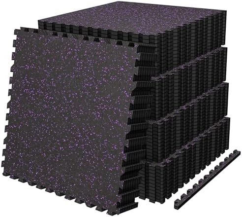 AIRHOP 0.56in Thick 192 Sq Ft Exercise Equipment Mats, 48 Tiles Upgraded Rubber by Airhop