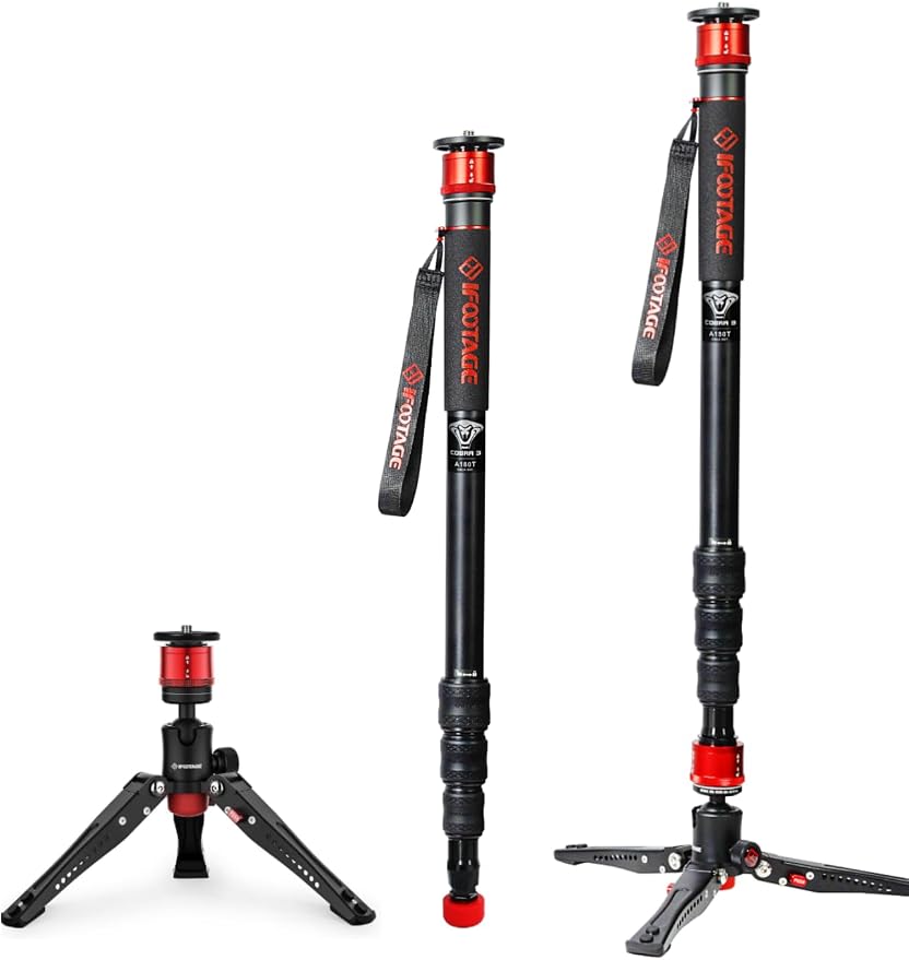 IFOOTAGE Monopod Cobra 3 A180T, Telescopic Video Mono pod Compatible by IFOOTAGE