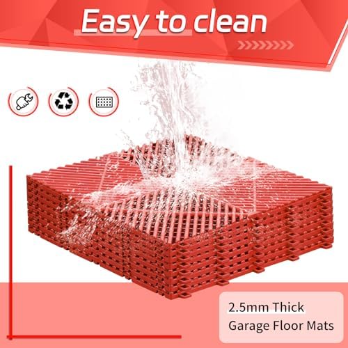 Barydat 72 Pcs 12x12 Garage Floor Tiles Interlocking Drainage - Image 3