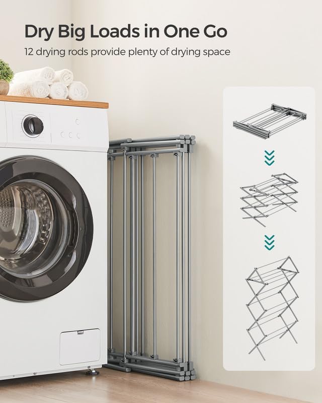 SONGMICS Foldable Clothes Drying Rack, 29.5 x 14.6 x 53.1 Inches - Image 4