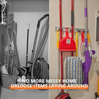 reliahom Broom Holder Wall Mount Mop Hanger Tools organizer 4Racks 5Hooks - Image 4