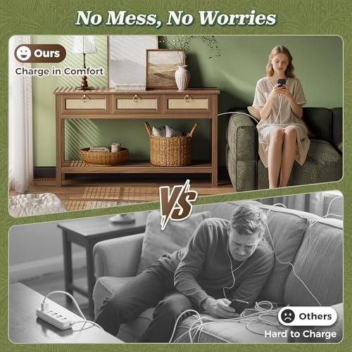 SUPERJARE Rattan Console Sofa Table - Image 6