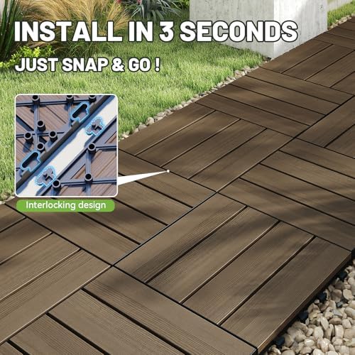 Interlocking Deck Tiles Outdoor Waterproof, Composite Patio Flooring - Image 2