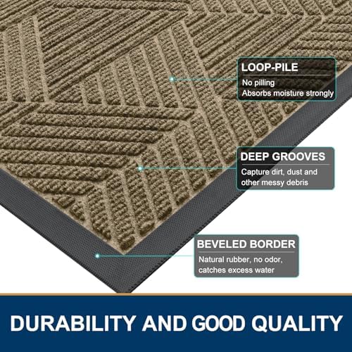 Smiry Front Door Mat Outside Entrance, Low Profile Rubber Doormat - Image 4