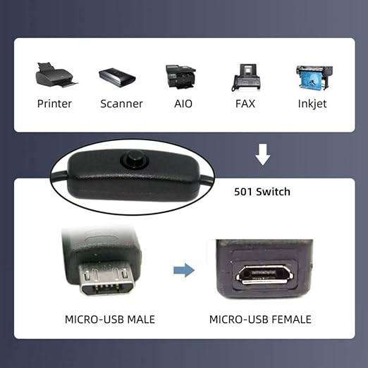 chenyang Micro USB Power Switch Extension Cable Micro USB Male to Female - Image 7