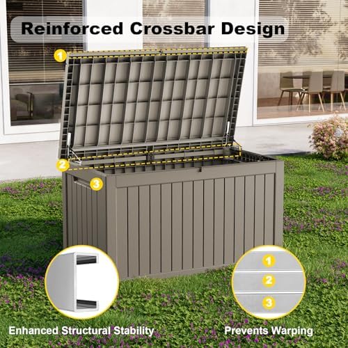 DRATO 280 Gallon Outdoor Storage Box Waterproof, Resin Large Deck Box - Image 3