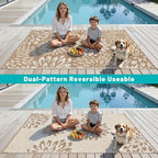 HEBE Waterproof Outdoor Rug 6'x9', Floral Reversible Plastic Patio Rug - Image 6